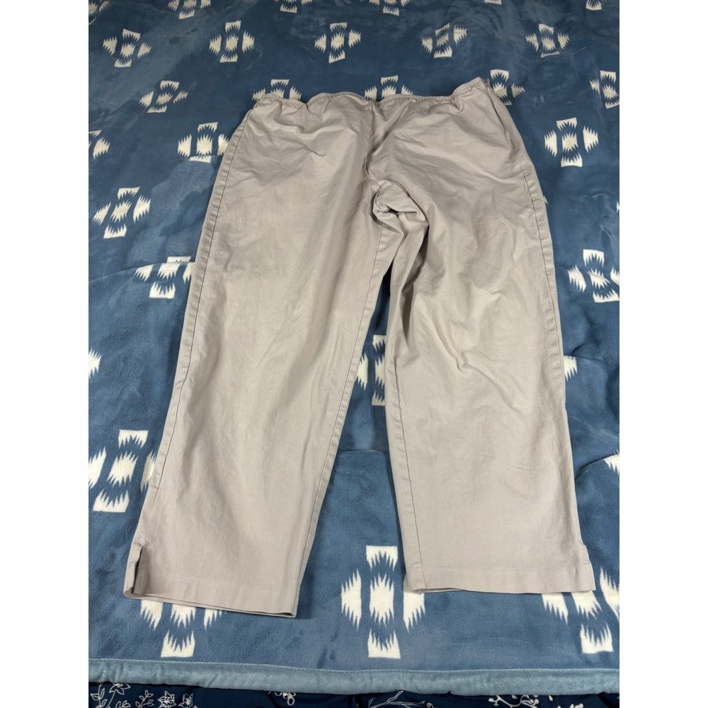 Eileen Fisher Womens XL Taupe Straight Leg Crop Pants Side Zip Elastic Waist